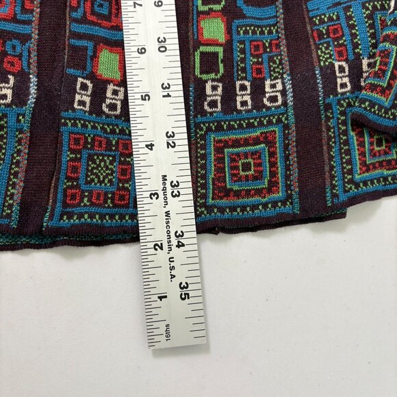 Ivko Knit Skirt With Pleats Midi Size 42 XL Brown Red Geometric Wool Blend Boho - Picture 11 of 12